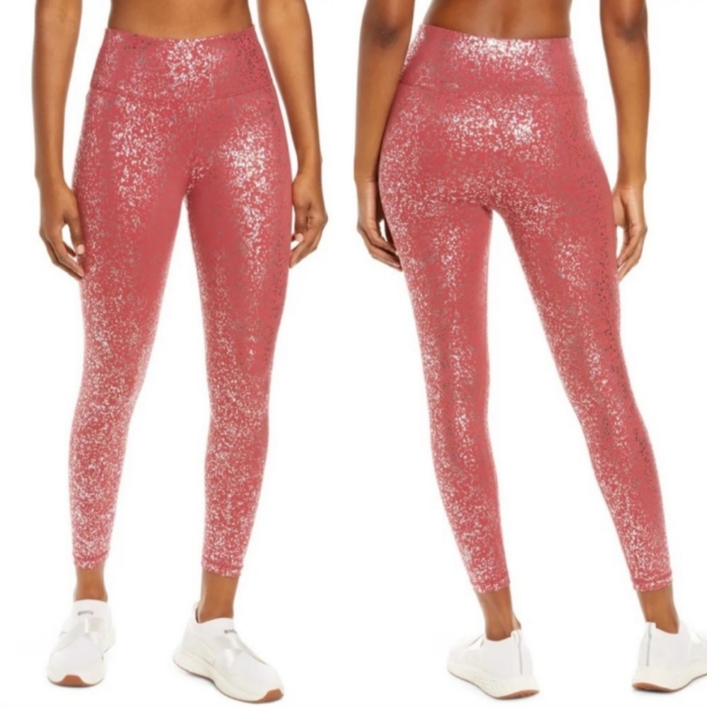 Sweaty Betty Goddess 7/8 Workout Leggings Red Terrazzo Foil Print S NWT Yoga